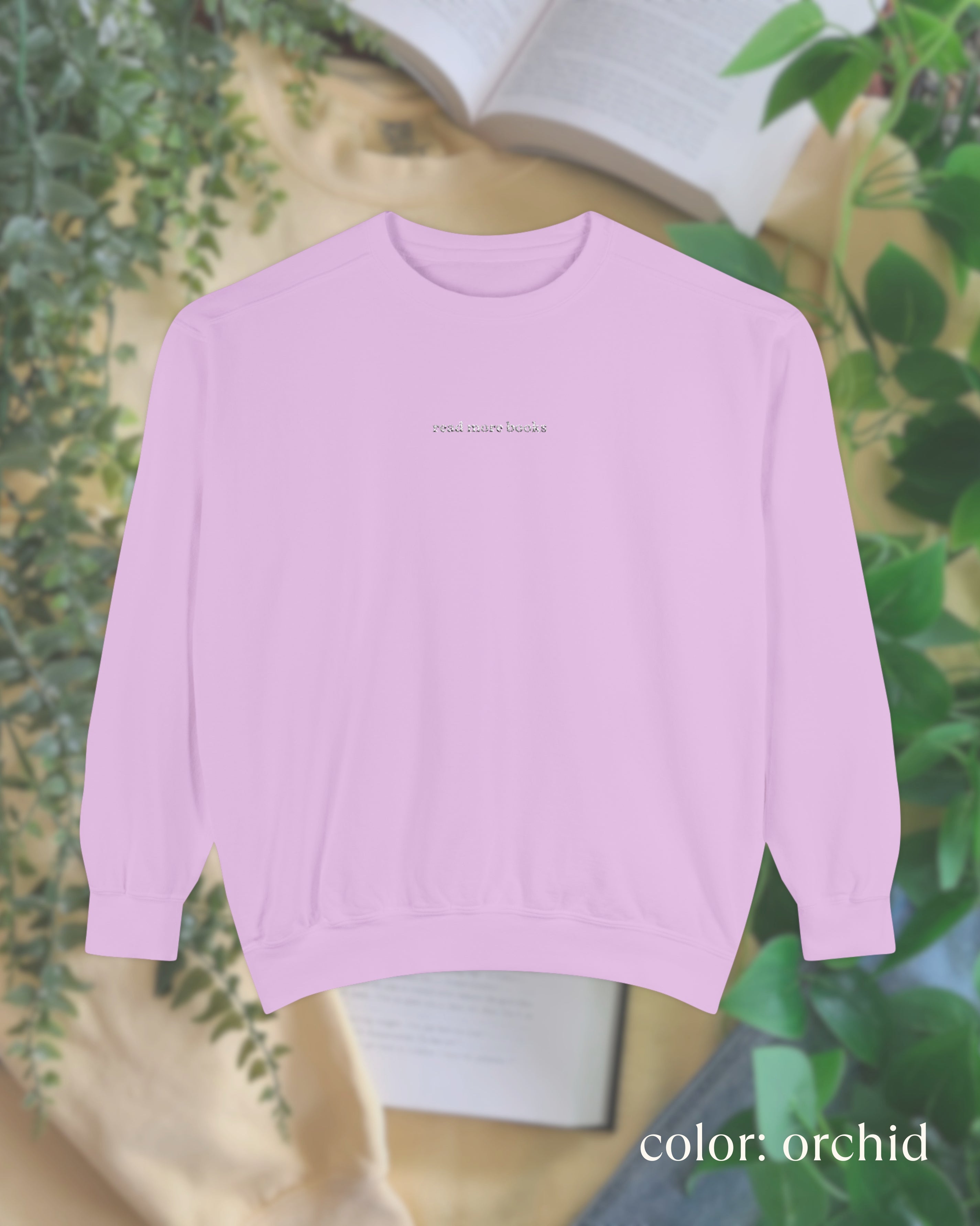 read more books embroidered crewneck