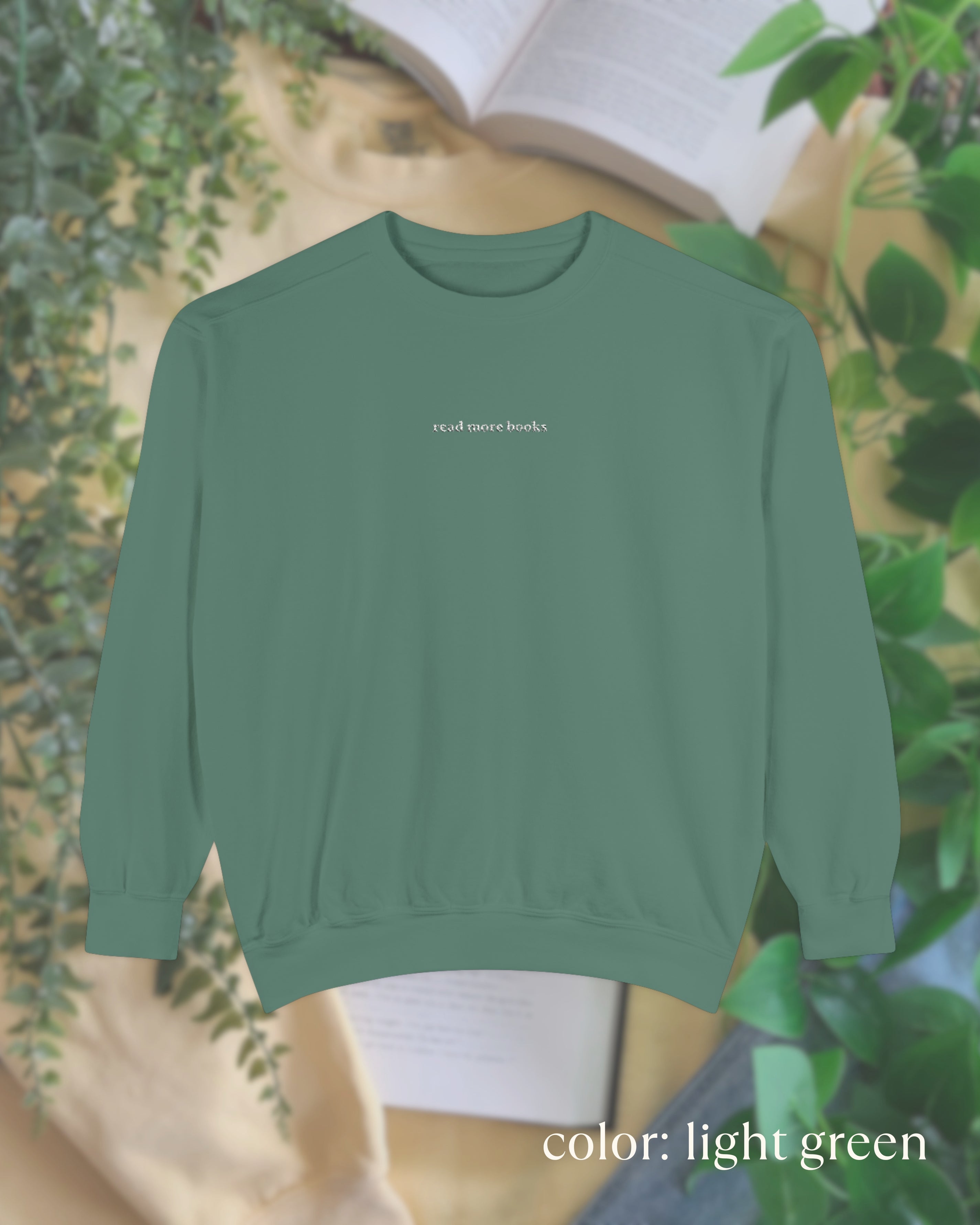read more books embroidered crewneck