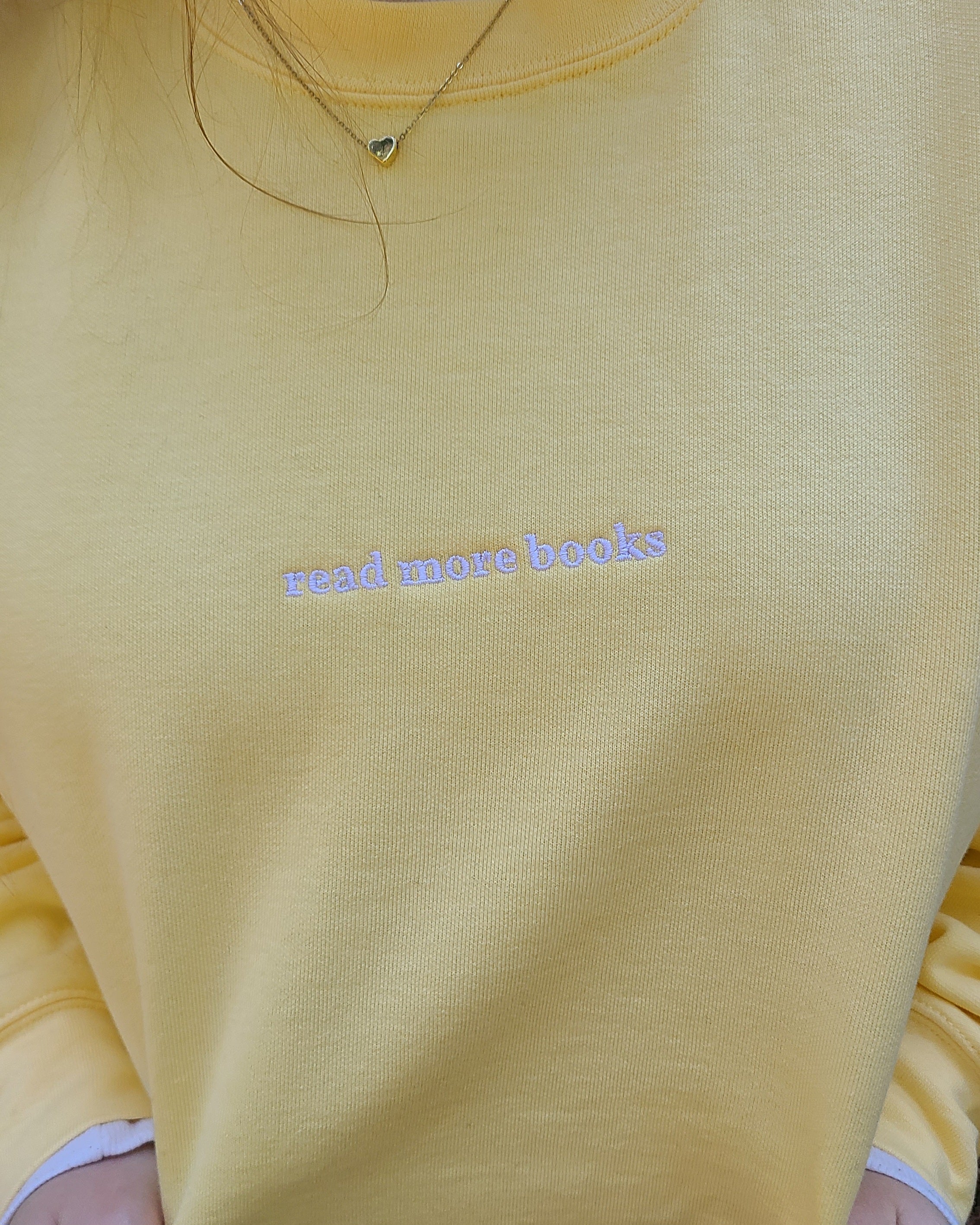 read more books embroidered crewneck