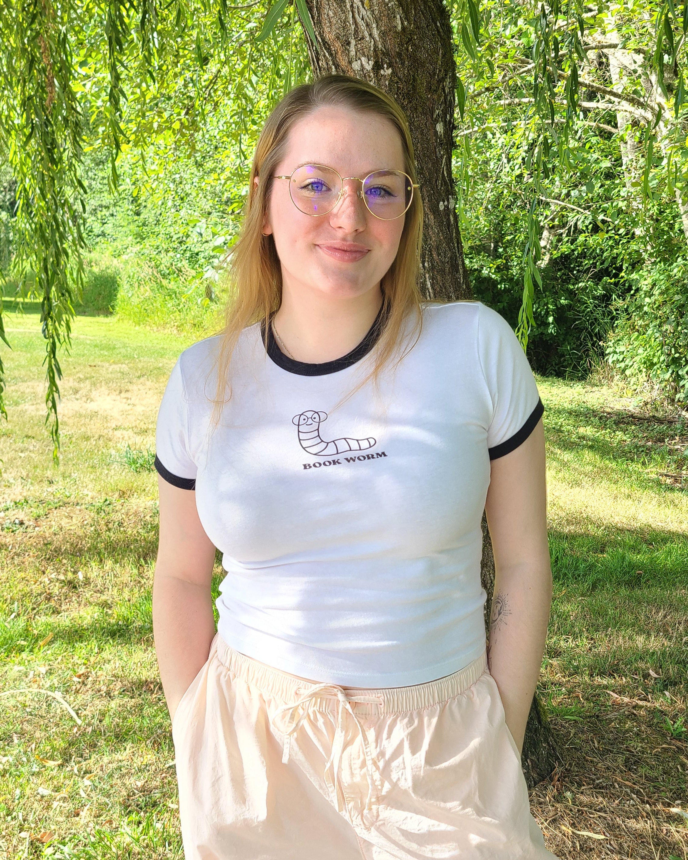 book worm ringer tee