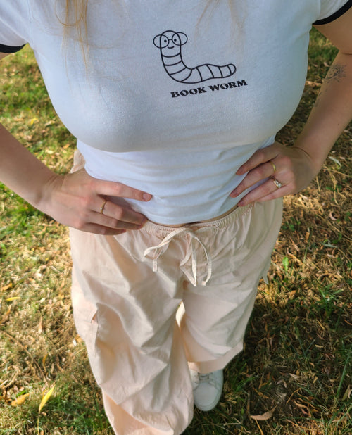 book worm ringer tee
