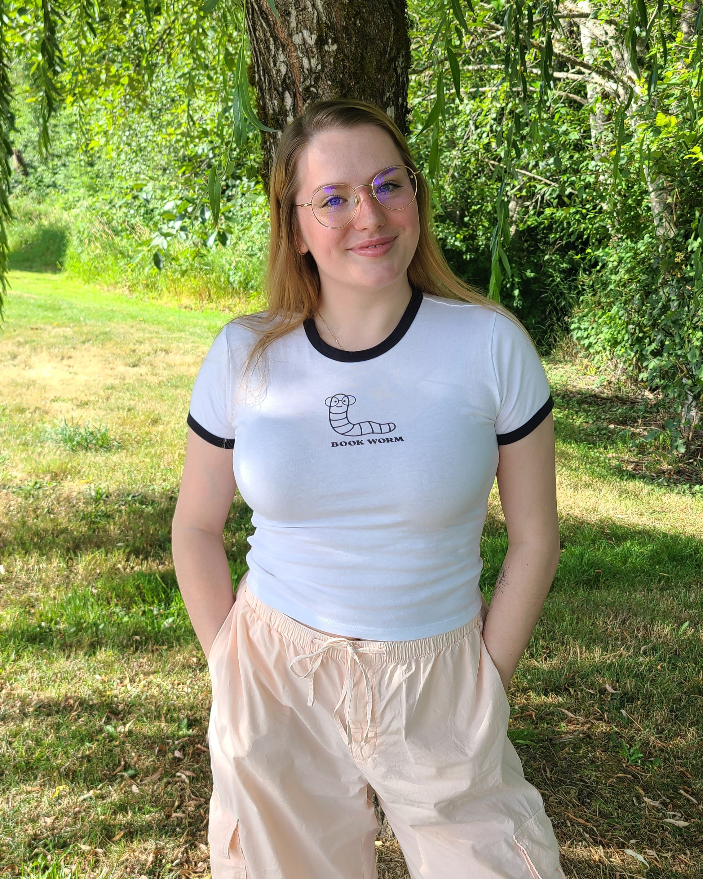 book worm ringer tee