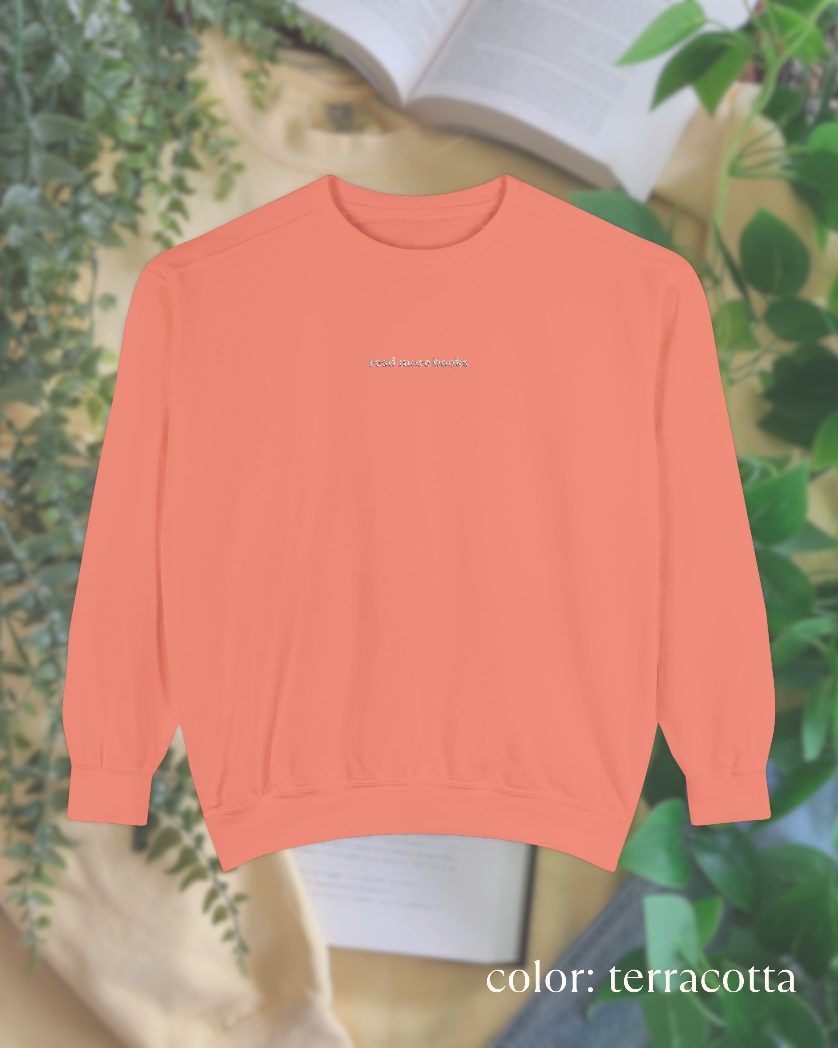 read more books embroidered crewneck